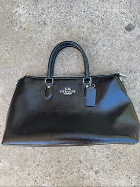 Coach Black Patent Leather Top-Handle Satchel never been used includes dust bag!